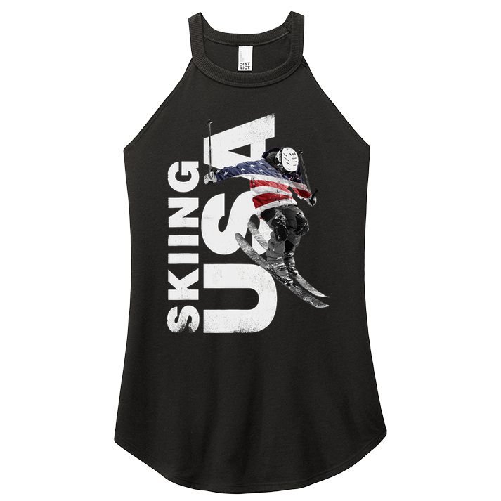 Skiing USA Support The Team USA Flag Ski Women's Perfect Tri Rocker Tank