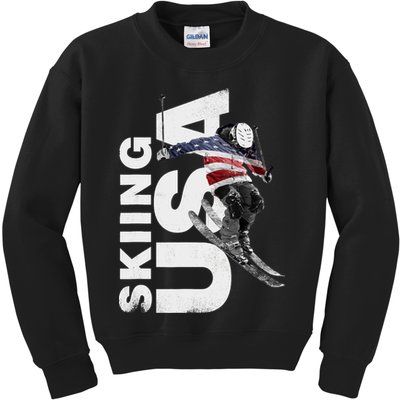 Skiing USA Support The Team USA Flag Ski Kids Sweatshirt