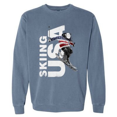 Skiing USA Support The Team USA Flag Ski Garment-Dyed Sweatshirt