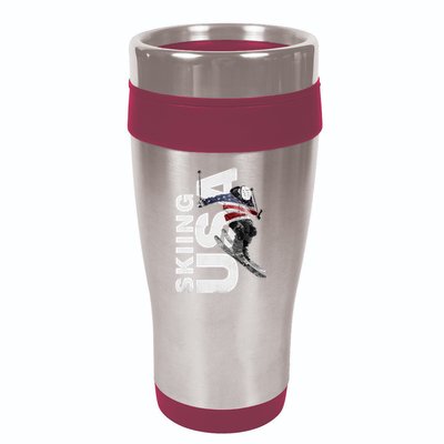 Skiing USA Support The Team USA Flag Ski 16oz Travel Tumbler
