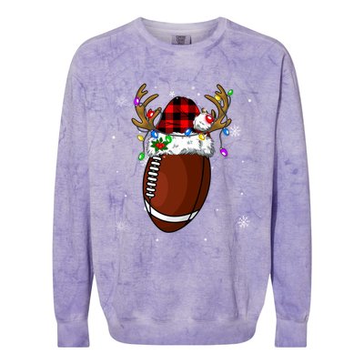 Santa Ugly Sports Christmas Football Player Meaningful Gift Colorblast Crewneck Sweatshirt