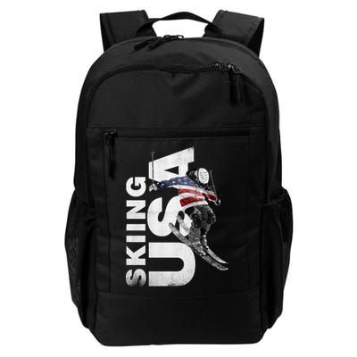 Skiing Usa Support The Team Cool Gift Usa Flag Ski Funny Gift Backpack