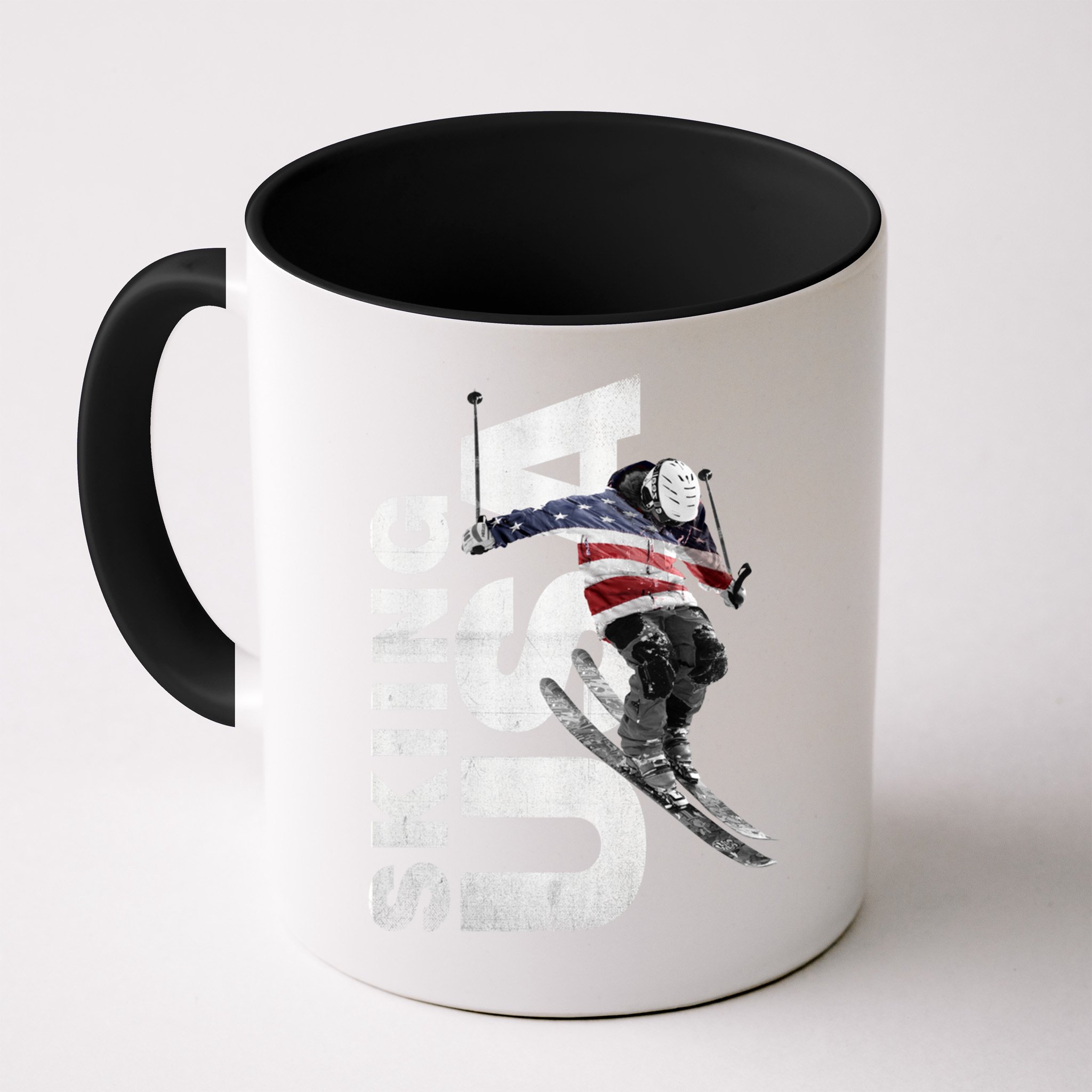 Skiing Usa Support The Team Cool Gift Usa Flag Ski Funny Gift Mug