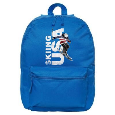 Skiing Usa Support The Team Cool Gift Usa Flag Ski Funny Gift 16 in Basic Backpack