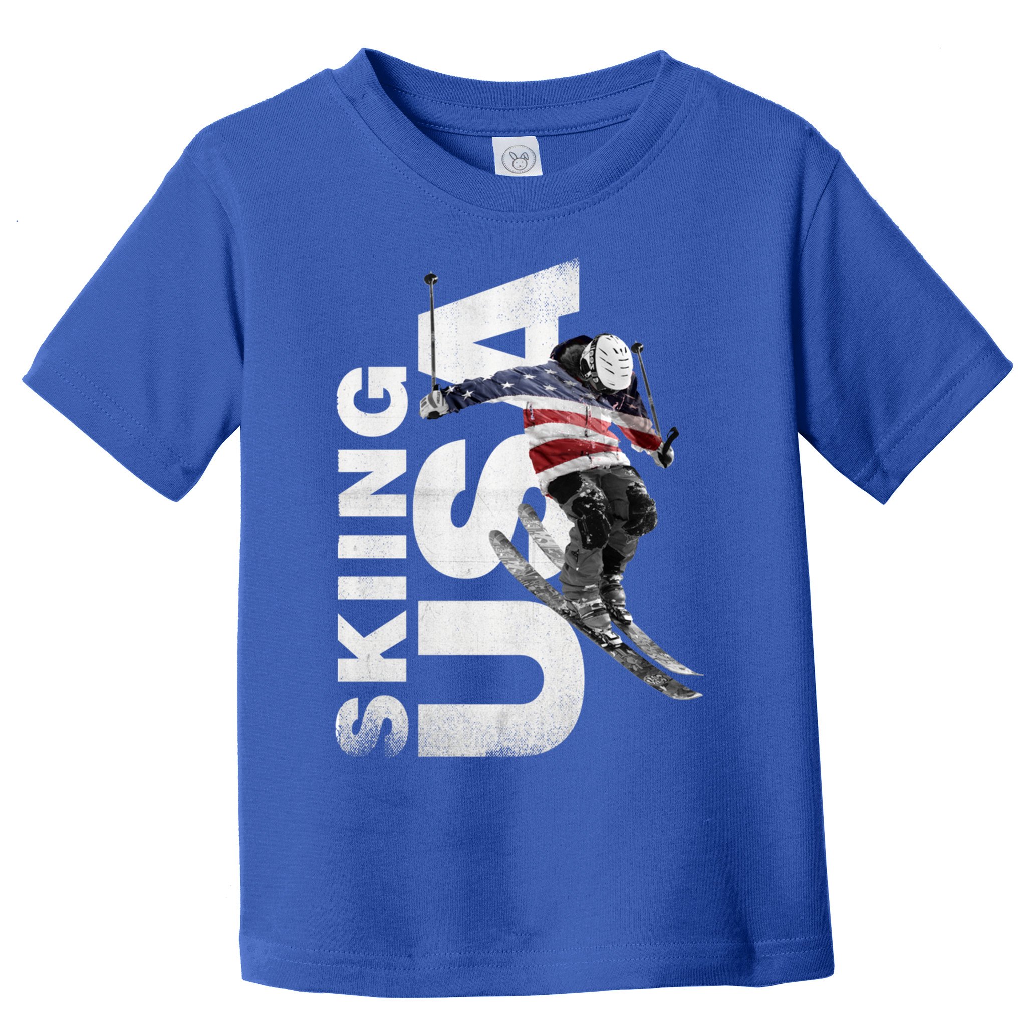 Skiing Usa Support The Team Cool Gift Usa Flag Ski Funny Gift Toddler T-Shirt