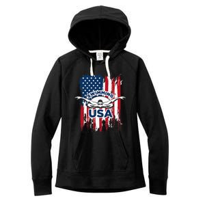 Swimming Usa Support The Usa Flag Women's Fleece Hoodie