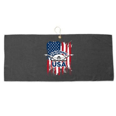 Swimming Usa Support The Usa Flag Large Microfiber Waffle Golf Towel