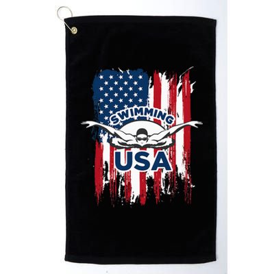 Swimming Usa Support The Usa Flag Platinum Collection Golf Towel