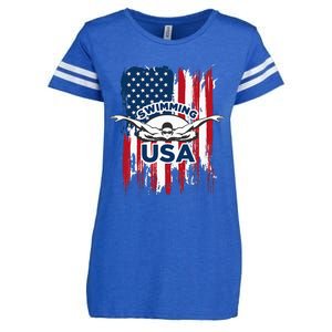 Swimming Usa Support The Usa Flag Enza Ladies Jersey Football T-Shirt