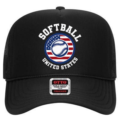 Softball USA Support the Team USA Flag High Crown Mesh Back Trucker Hat