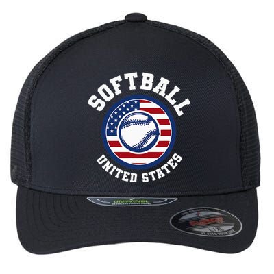 Softball USA Support the Team USA Flag Flexfit Unipanel Trucker Cap