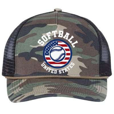 Softball USA Support the Team USA Flag Retro Rope Trucker Hat Cap