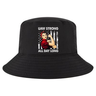 S UAW Strike Red United Auto Workers Picket Sign Cool Comfort Performance Bucket Hat