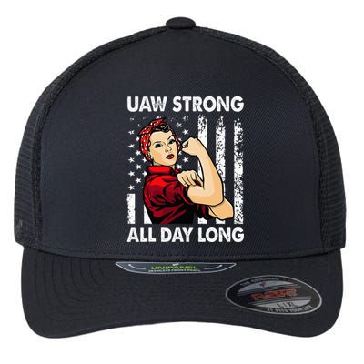 S UAW Strike Red United Auto Workers Picket Sign Flexfit Unipanel Trucker Cap