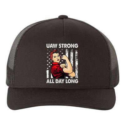 S UAW Strike Red United Auto Workers Picket Sign Yupoong Adult 5-Panel Trucker Hat