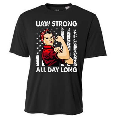 S UAW Strike Red United Auto Workers Picket Sign Cooling Performance Crew T-Shirt