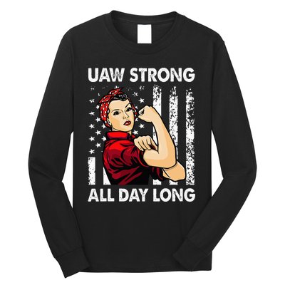 S UAW Strike Red United Auto Workers Picket Sign Long Sleeve Shirt