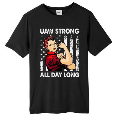 S UAW Strike Red United Auto Workers Picket Sign Tall Fusion ChromaSoft Performance T-Shirt