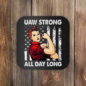 S UAW Strike Red United Auto Workers Picket Sign Coaster