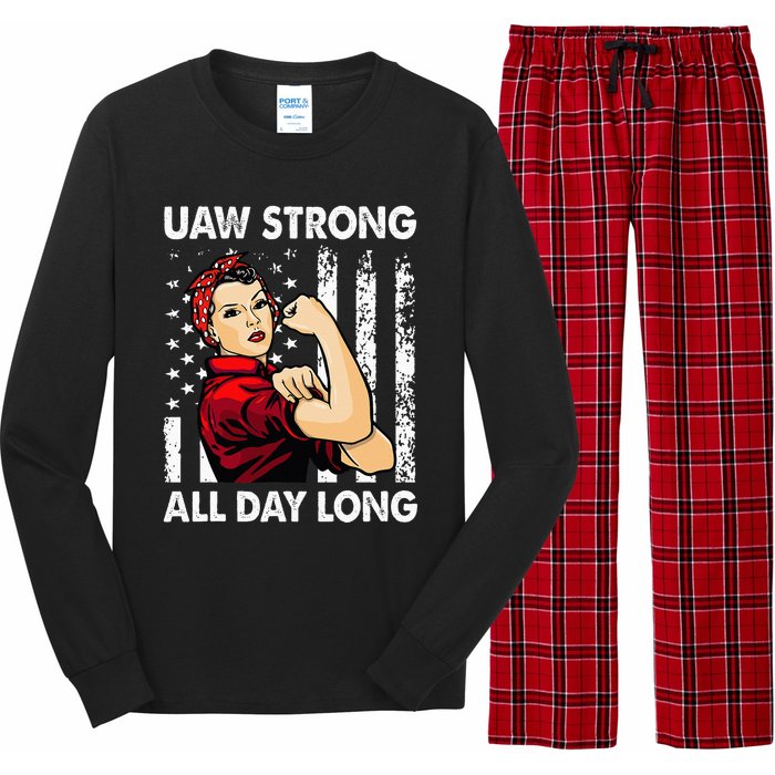 S UAW Strike Red United Auto Workers Picket Sign Long Sleeve Pajama Set