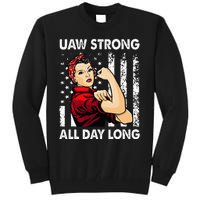 S UAW Strike Red United Auto Workers Picket Sign Tall Sweatshirt