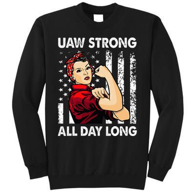 S UAW Strike Red United Auto Workers Picket Sign Tall Sweatshirt