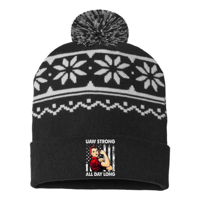 S UAW Strike Red United Auto Workers Picket Sign USA-Made Snowflake Beanie