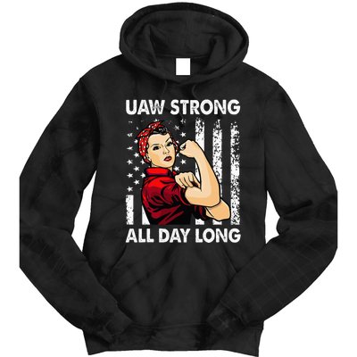 S UAW Strike Red United Auto Workers Picket Sign Tie Dye Hoodie