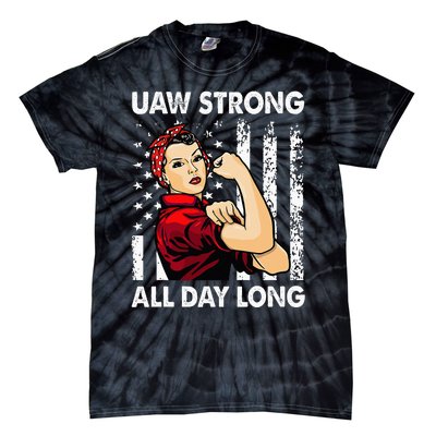 S UAW Strike Red United Auto Workers Picket Sign Tie-Dye T-Shirt