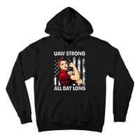 S UAW Strike Red United Auto Workers Picket Sign Tall Hoodie