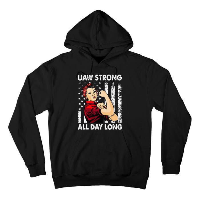 S UAW Strike Red United Auto Workers Picket Sign Tall Hoodie