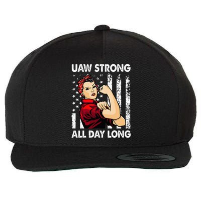 S UAW Strike Red United Auto Workers Picket Sign Wool Snapback Cap