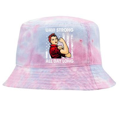 S UAW Strike Red United Auto Workers Picket Sign Tie-Dyed Bucket Hat