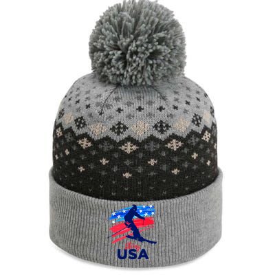 Skiing USA Support The Team USA Flag Ski Winter The Baniff Cuffed Pom Beanie