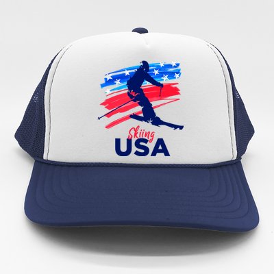 Skiing USA Support The Team USA Flag Ski Winter Trucker Hat