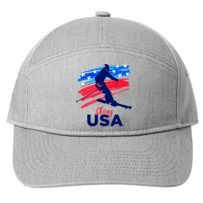 Skiing USA Support The Team USA Flag Ski Winter 7-Panel Snapback Hat