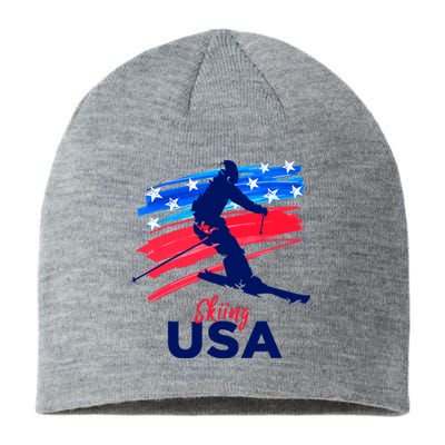 Skiing USA Support The Team USA Flag Ski Winter Sustainable Beanie