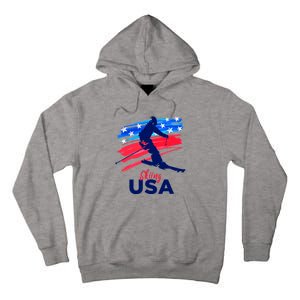 Skiing USA Support The Team USA Flag Ski Winter Tall Hoodie