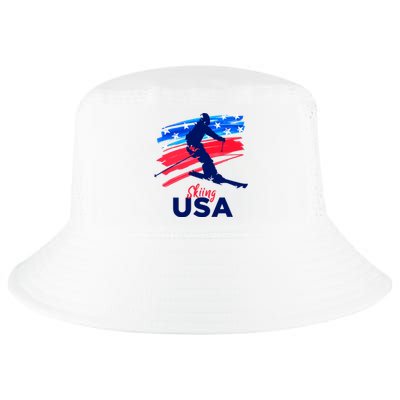 Skiing USA Support The Team USA Flag Ski Winter Cool Comfort Performance Bucket Hat