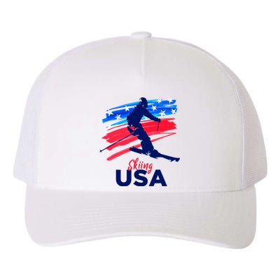 Skiing USA Support The Team USA Flag Ski Winter Yupoong Adult 5-Panel Trucker Hat