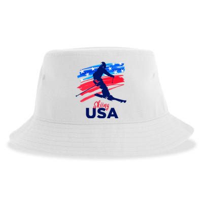 Skiing USA Support The Team USA Flag Ski Winter Sustainable Bucket Hat