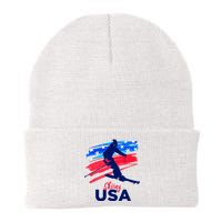 Skiing USA Support The Team USA Flag Ski Winter Knit Cap Winter Beanie