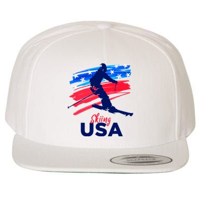 Skiing USA Support The Team USA Flag Ski Winter Wool Snapback Cap