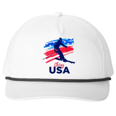 Skiing USA Support The Team USA Flag Ski Winter Snapback Five-Panel Rope Hat