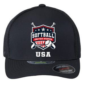 Softball Usa Support The Team U.S.A Flag Flexfit Unipanel Trucker Cap