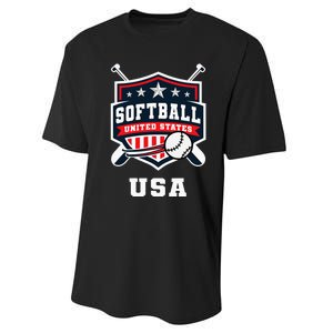 Softball Usa Support The Team U.S.A Flag Performance Sprint T-Shirt