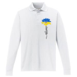 Support Ukraine Sunflower Performance Long Sleeve Polo