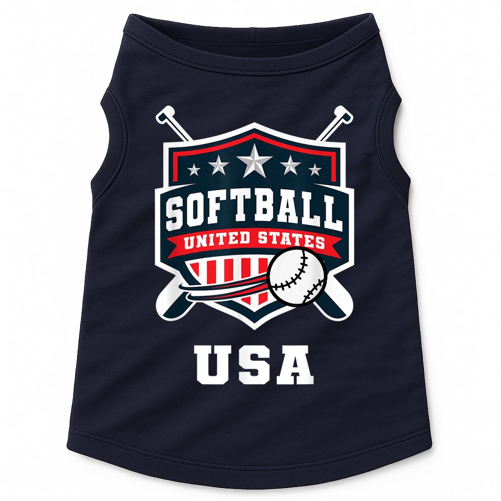 Softball USA Support the Team Shirt USA Flag Doggie Tank