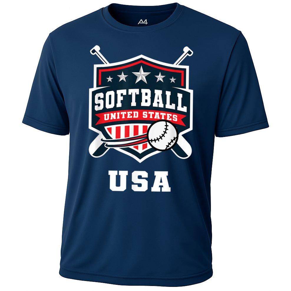 Softball USA Support the Team Shirt USA Flag Cooling Performance Crew T-Shirt