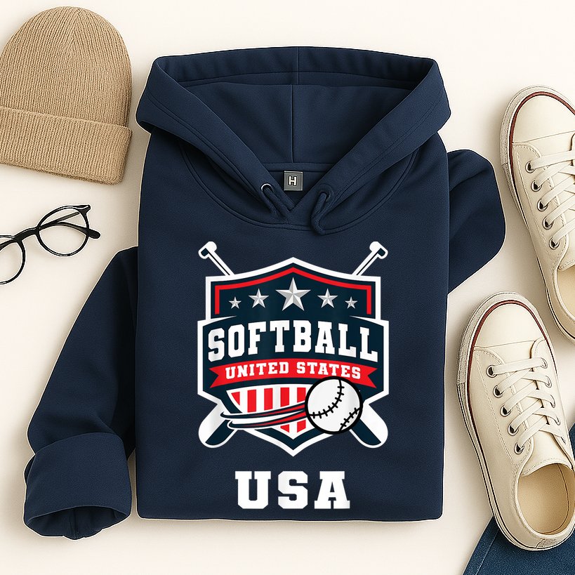 Softball USA Support the Team Shirt USA Flag Hoodie
